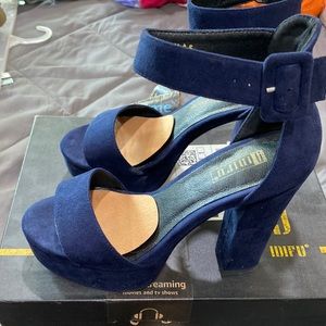 Navy blue block heels